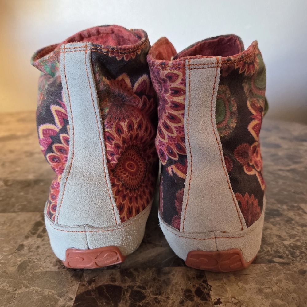 Desigual Colorful High Top Sneakers lace up EU38 US7.5 Boho Artsy Floral Print - Picture 9 of 14